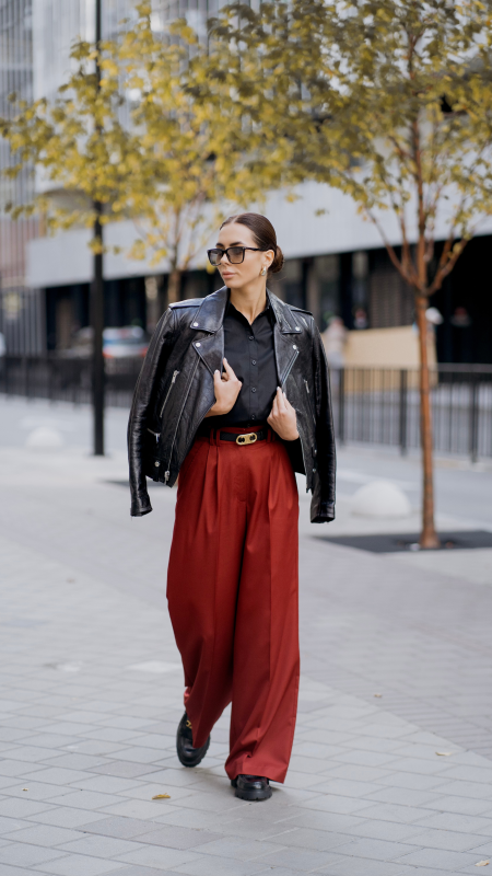 Брюки палаццо бордові